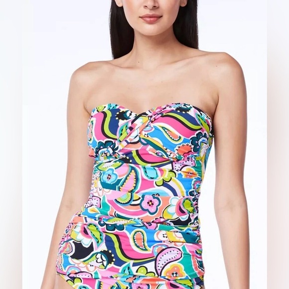 Bleu Rod Beattie Other - NWT Bleu by Rod Beattie Printed Twist Bandeau Tankini Swim Top Size 6